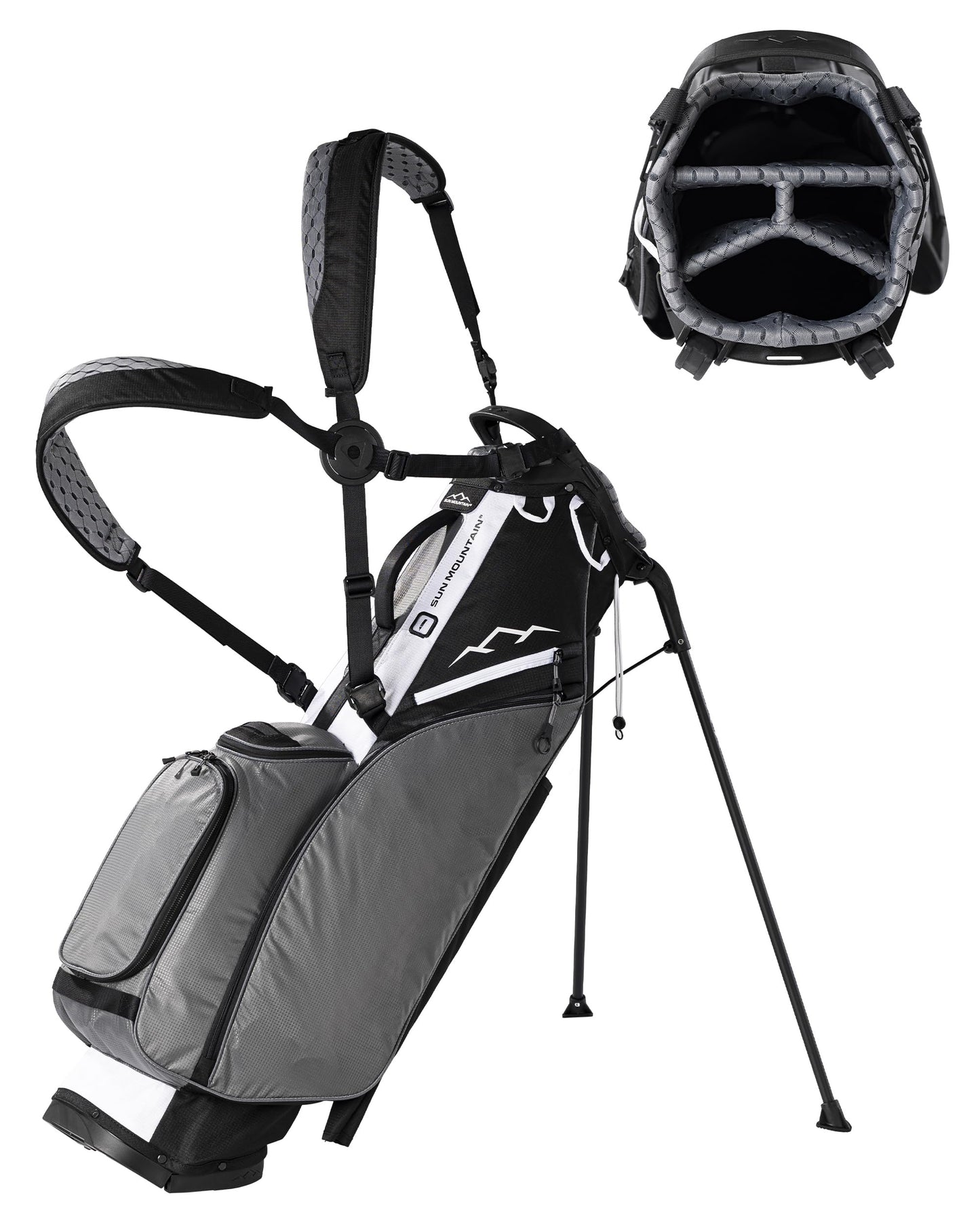 An image of Sun Mountain E-2.5 Lite Blk-Nickel-White on a white background