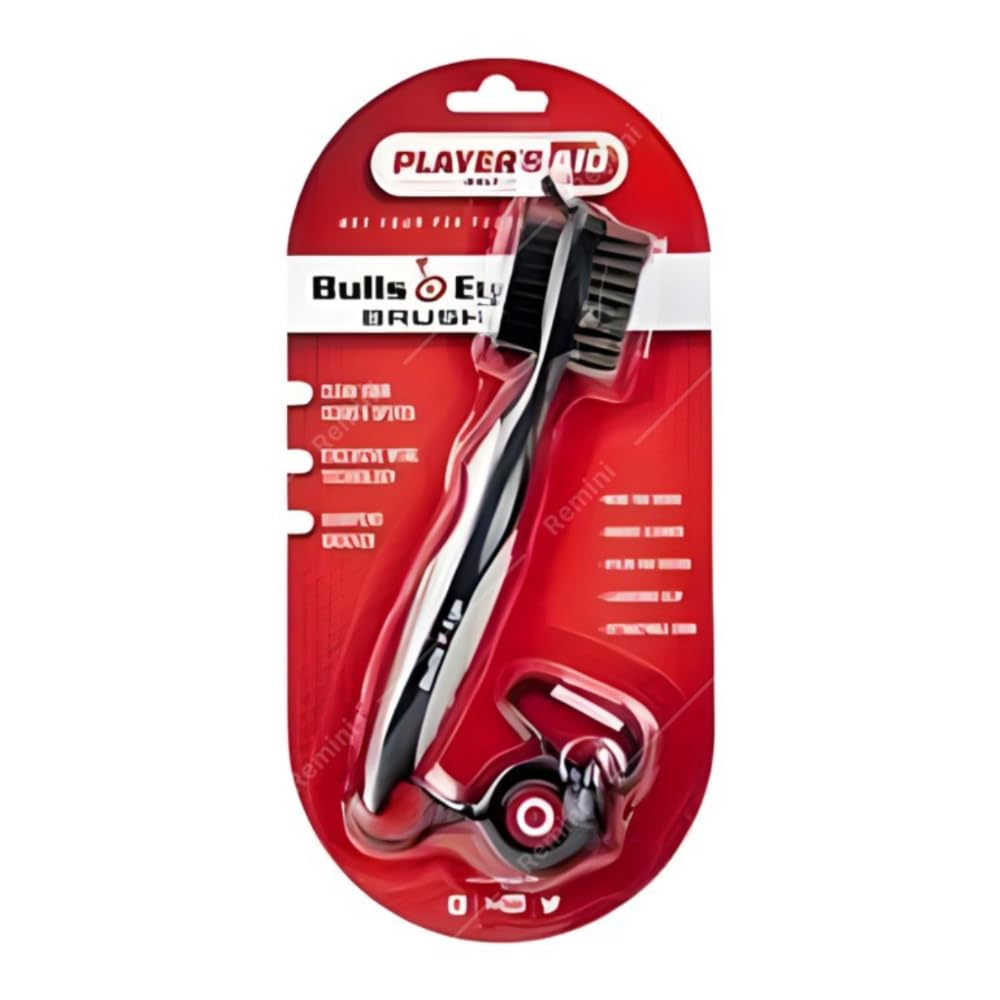 An image of Player'S Aid Bulls Eye Brush - Single In Blister Pack - Black/Grey on a white background