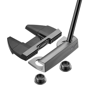 A product image showcasing the adjustability of the Mizuno M Craft X Putter on a white background
