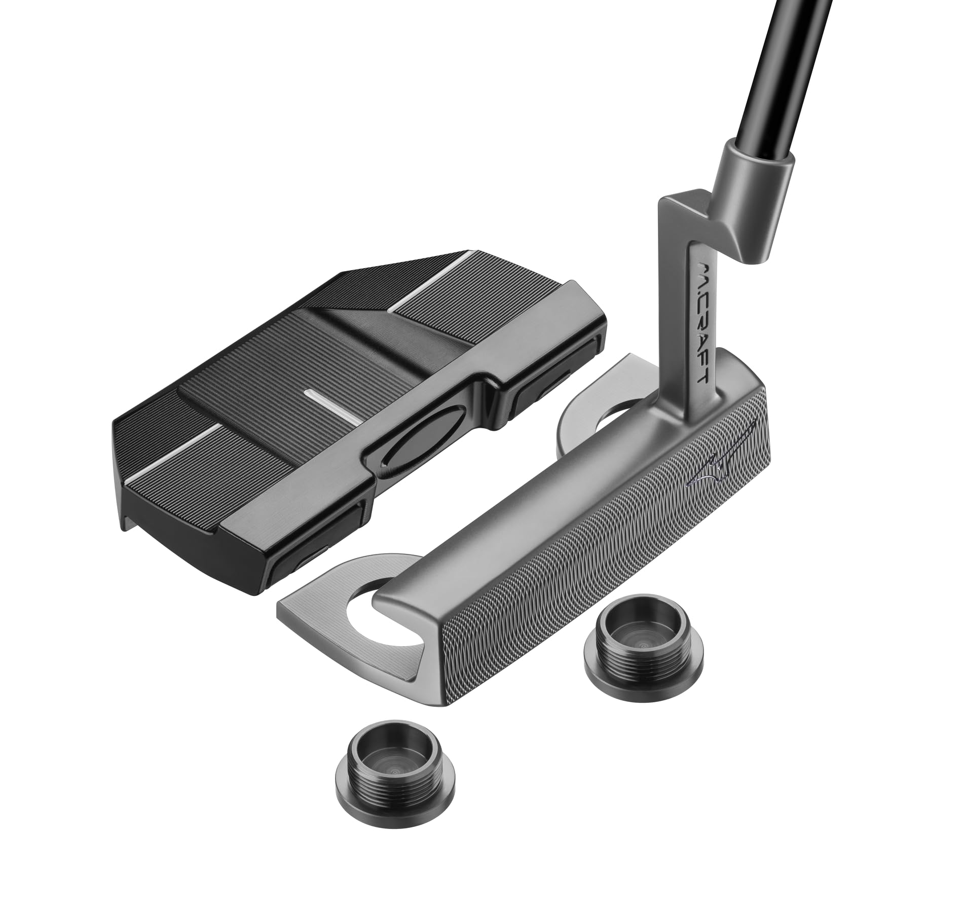 A product image showcasing the adjustability of the Mizuno M Craft X Putter on a white background