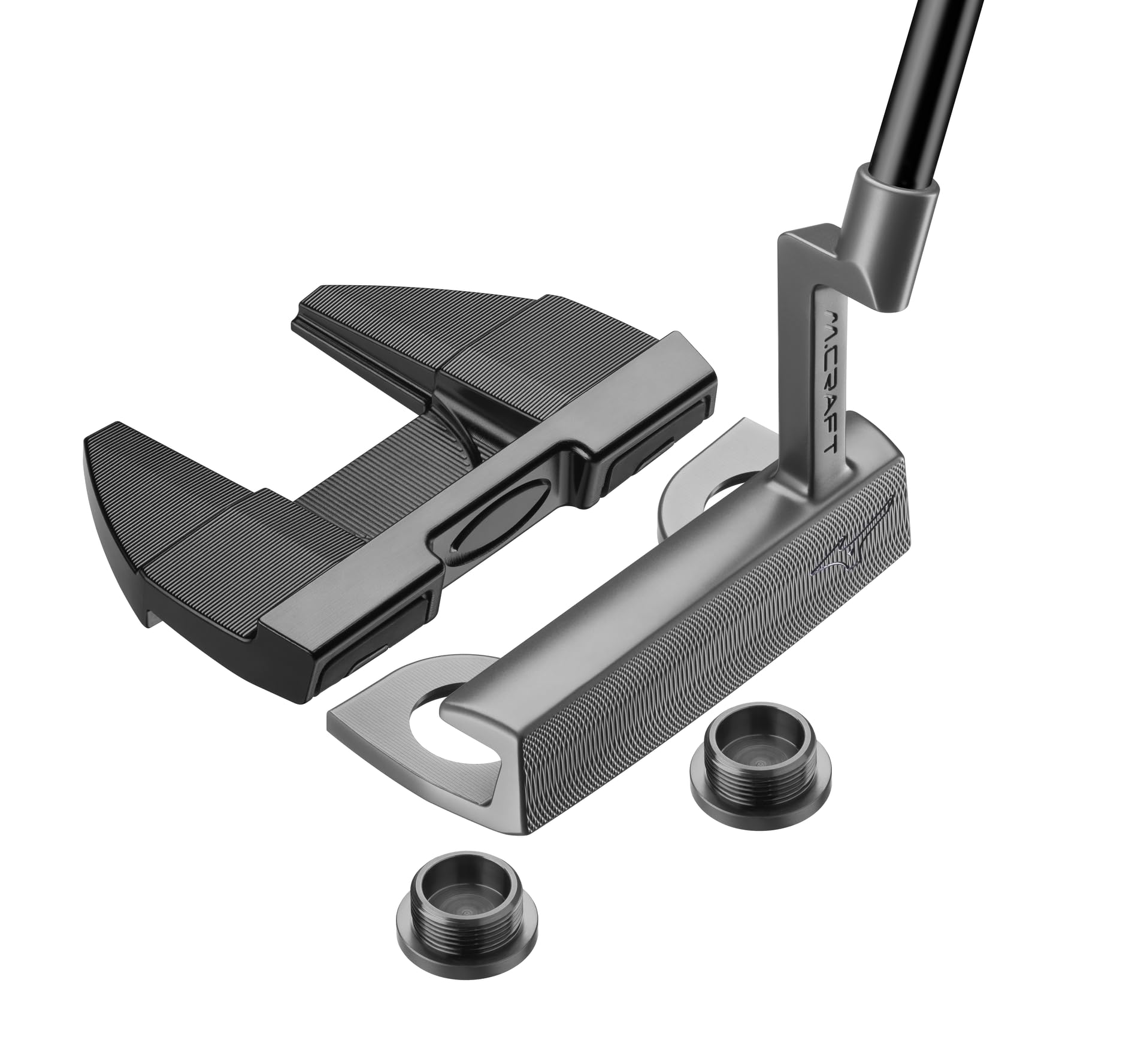 A product image showing the adjustability of the Mizuno M CRAFT X golf putter on a white background
