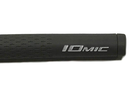Product image of a black Iomic golf grip on a white background