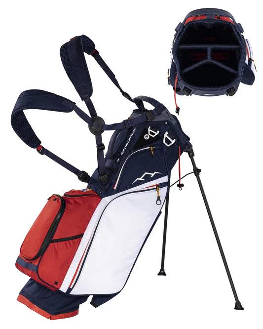An image of Sun Mountain E-3.5 Golf Stand Bag - Navy-White-Red on a white background