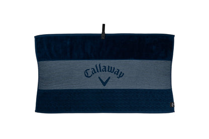 Navy and gray towel with Callaway logo on a white background