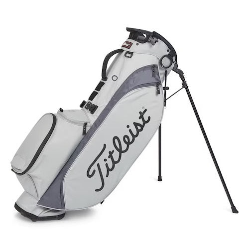 Titleist golf bag with stand on a white background