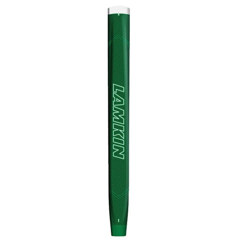 Product image of a green Lamkin golf grip on a white background