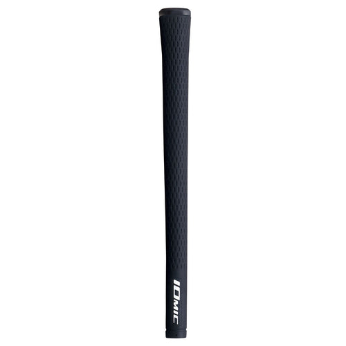 Black golf grip with 'IOMIC' branding on a white background