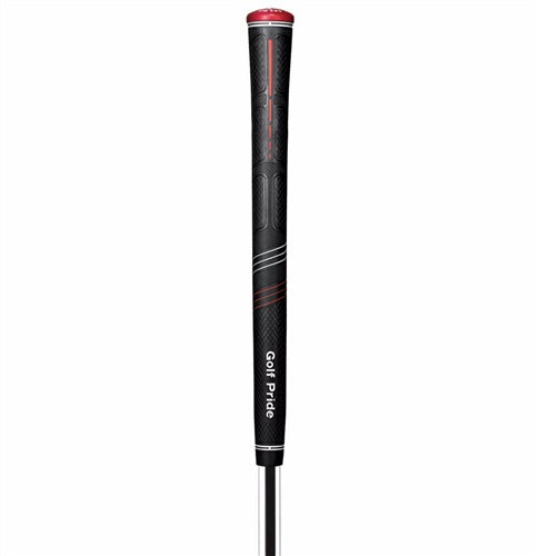An image of Golf Pride CP2 Pro Midsize Grips, Black/Red on a white background
