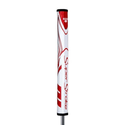 An image of SuperStroke Zenergy Flatso 1.0 Putter Grip - White / Red on a white background