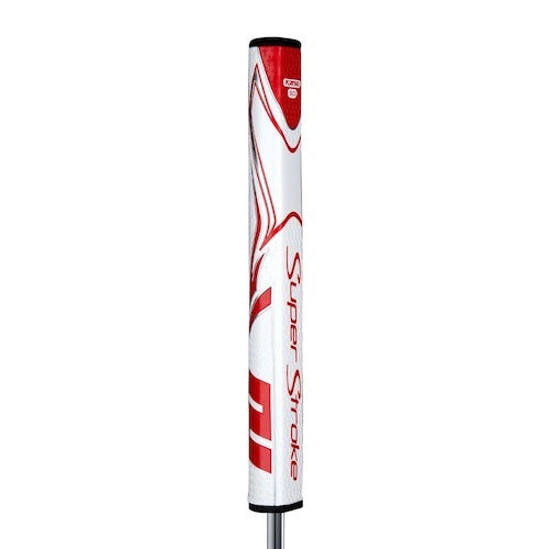 An image of SuperStroke Zenergy Flatso 3.0 Putter Grip - White / Red on a white background