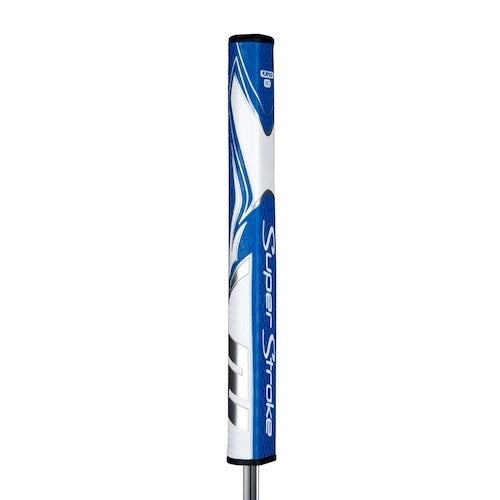 An image of SuperStroke Zenergy Flatso 3.0 Putter Grip - Blue / White on a white background