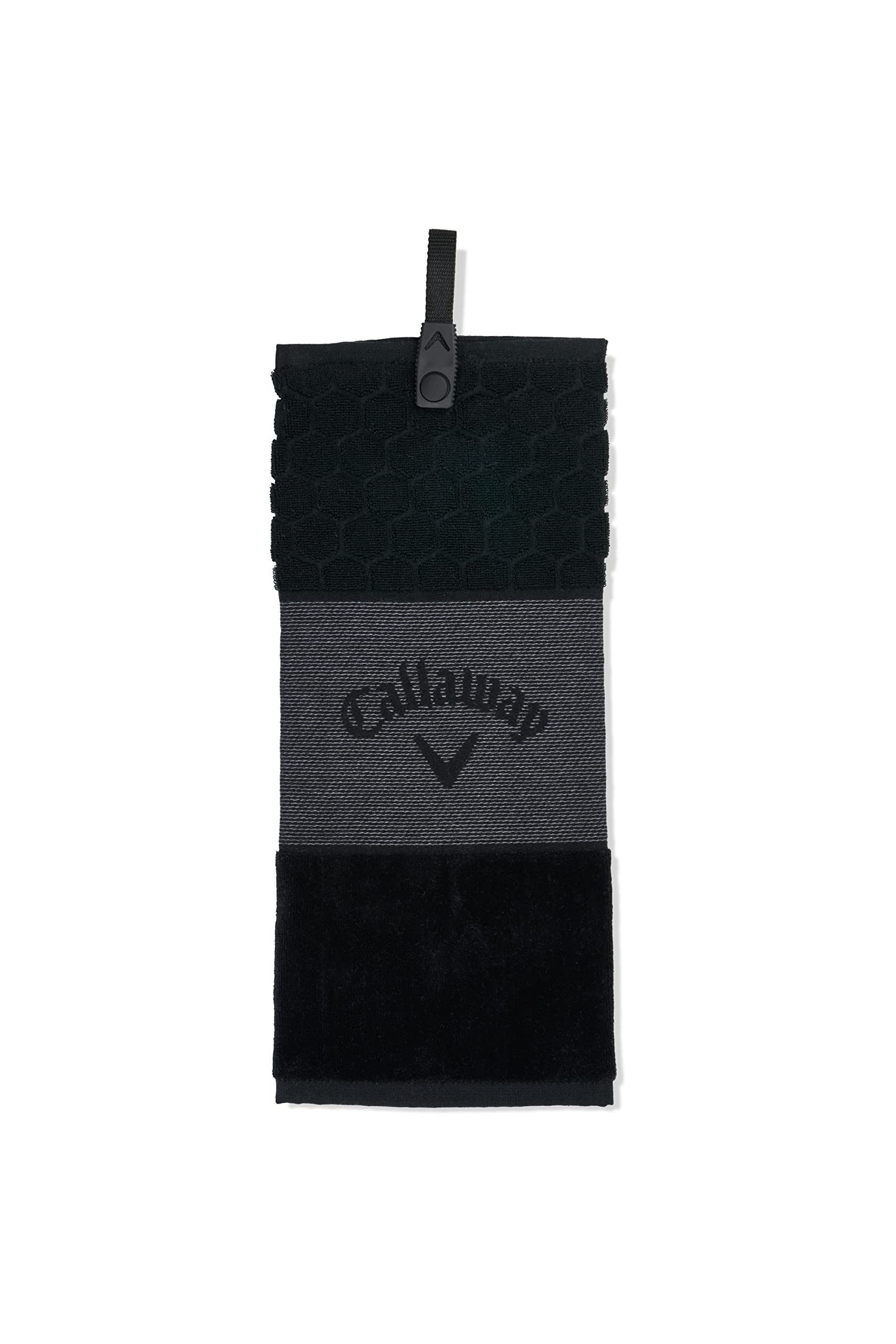An image of NEW Callaway Golf Tri-Fold Towel Black on a white background