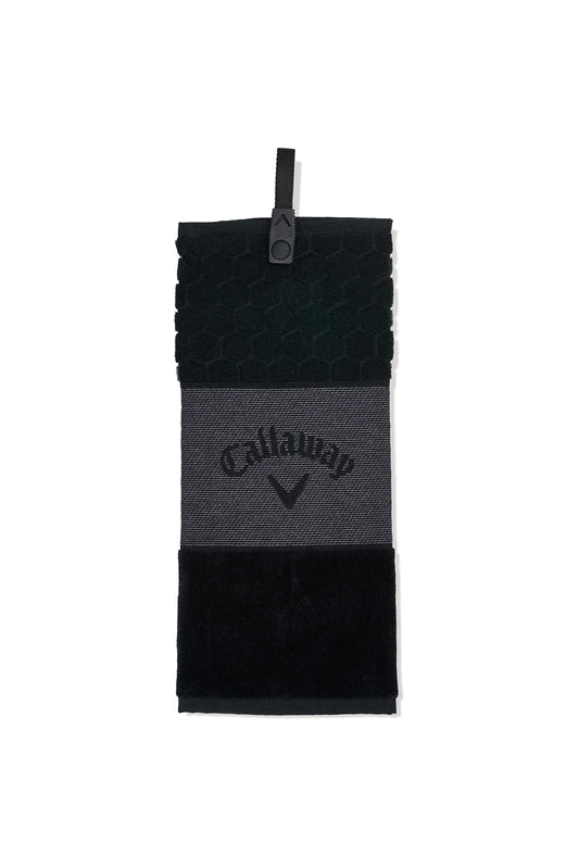 An image of NEW Callaway Golf Tri-Fold Towel Black on a white background
