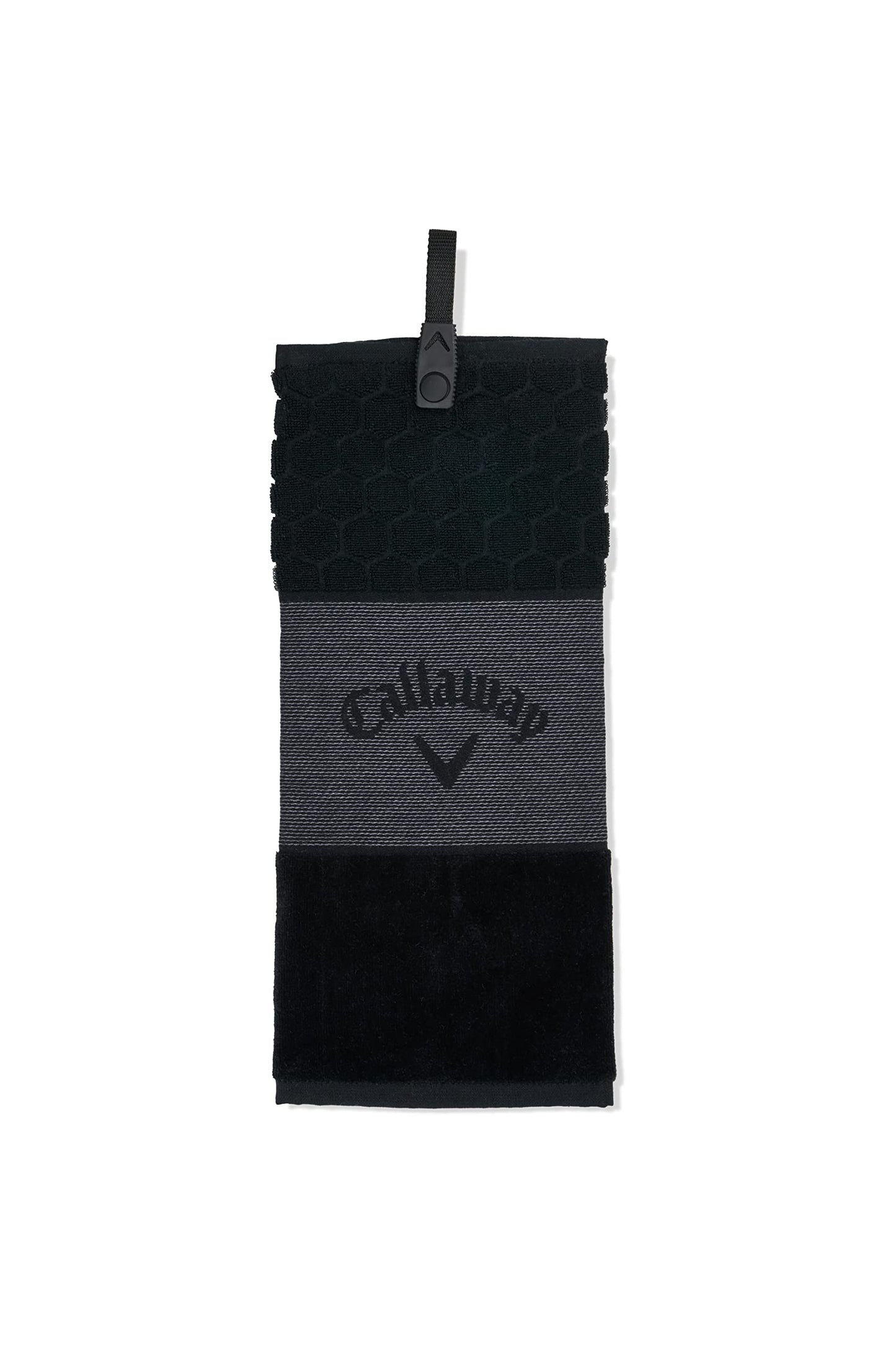 An image of NEW Callaway Golf Tri-Fold Towel Black on a white background