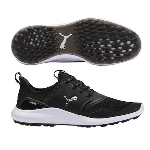 An image of Puma Ignite NXT Shoes - Black / Silver / White - 9 on a white background