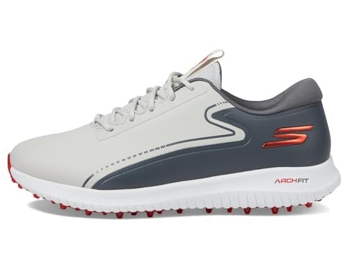 An image of Skechers Go Golf Max 3 Golf Shoes - Gray / Red - 10 on a white background