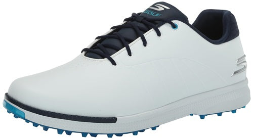 An image of Skechers Go Golf Tempo GF Golf Shoes - White / Navy - 8.5 on a white background