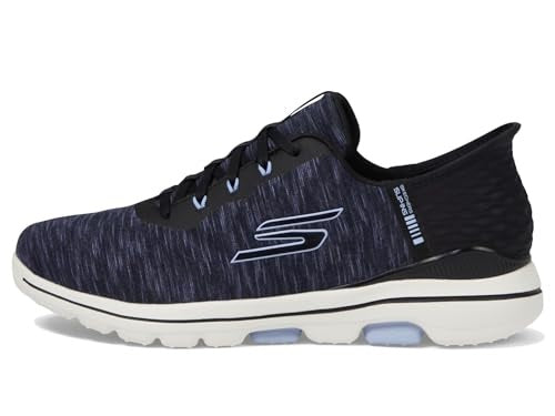 An image of Skechers Women's Go Golf Walk 5 - Slip Ins - Black / Lavender - 8.5 on a white background