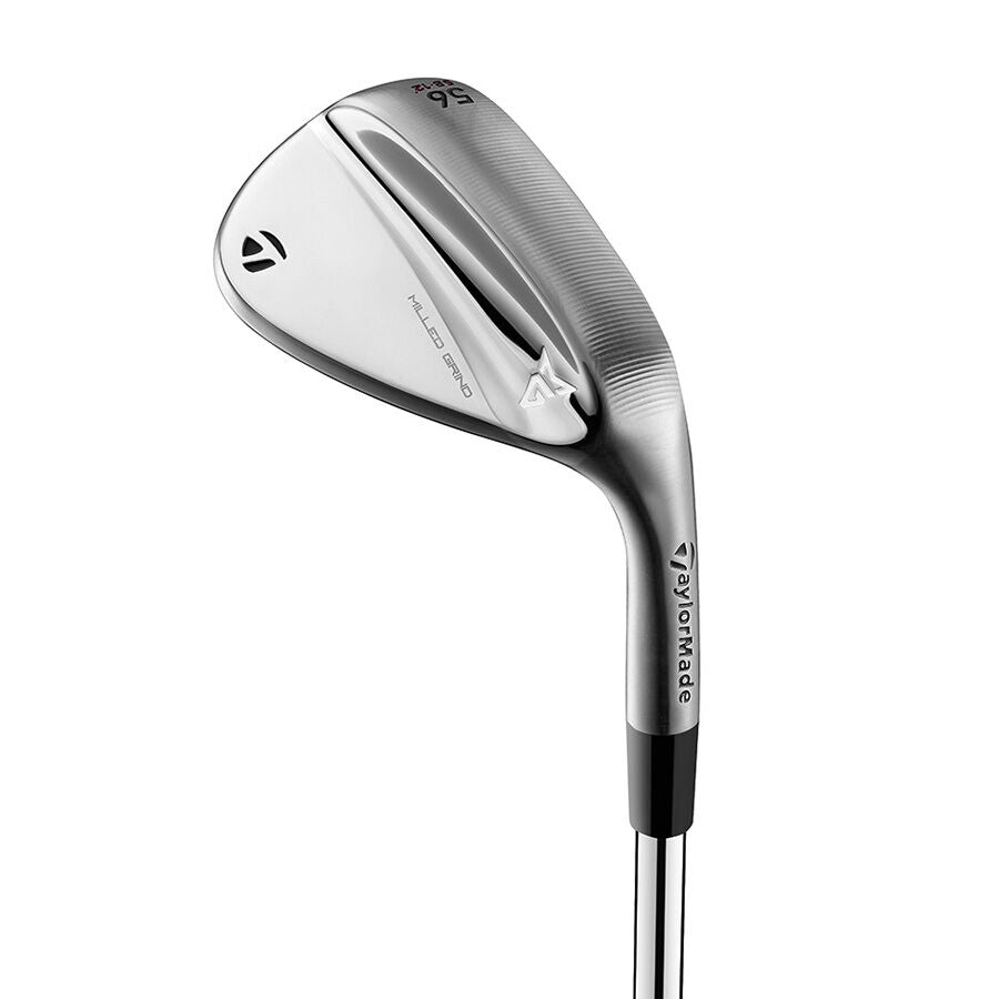 An image of TaylorMade 2025 Milled Grind Wedge - 56.12/Left Handed/Chrome on a white background