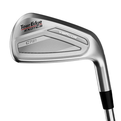 An image of Tour Edge Golf Exotics C721 Irons 5-PW,AW HZRDUS Smoke Black RDX 80 Extra Stiff on a white background