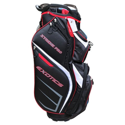 An image of Tour Edge Golf Exotics Xtreme Pro Deluxe Cart Bag - Black/Red on a white background