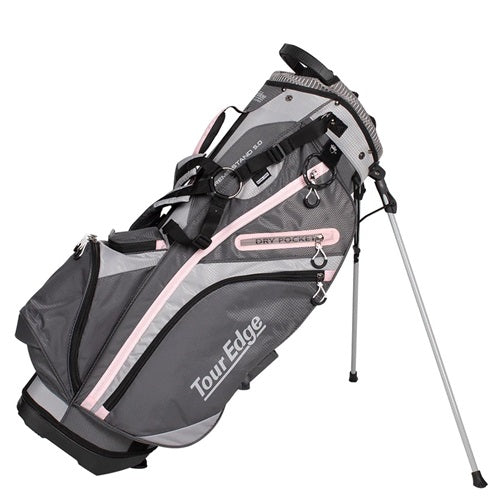 An image of Tour Edge Golf Hot Launch Extreme Golf Stand Bag - Silver/Pixie on a white background