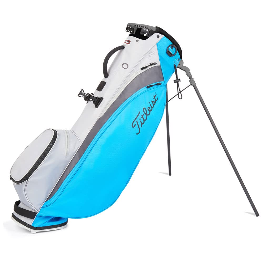 Titleist golf bag with blue and white design on a white background