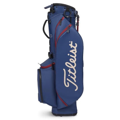 Blue golf bag with Titleist logo on a white background