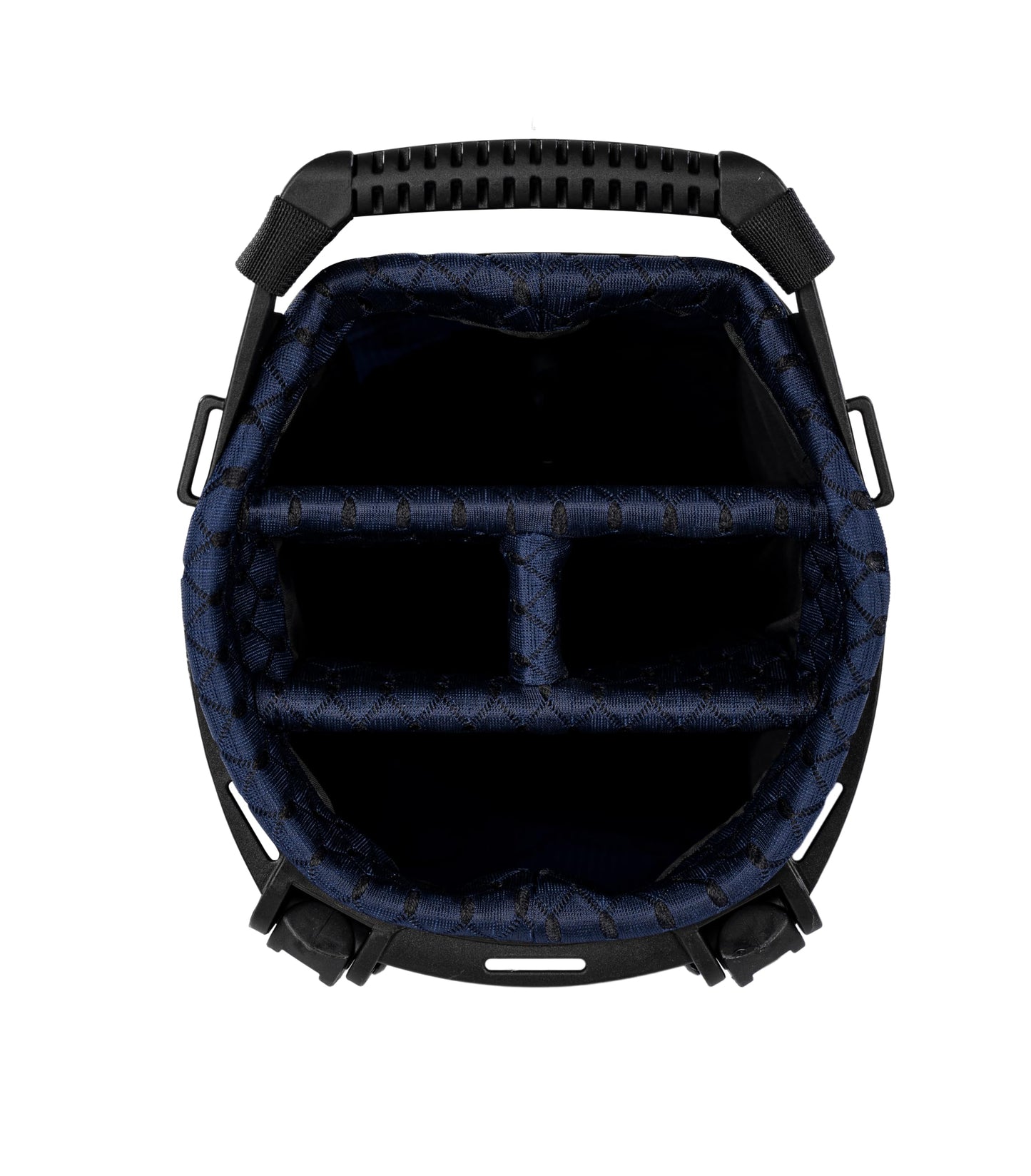 Close-up of a golf bag 14-way top in dark navy.