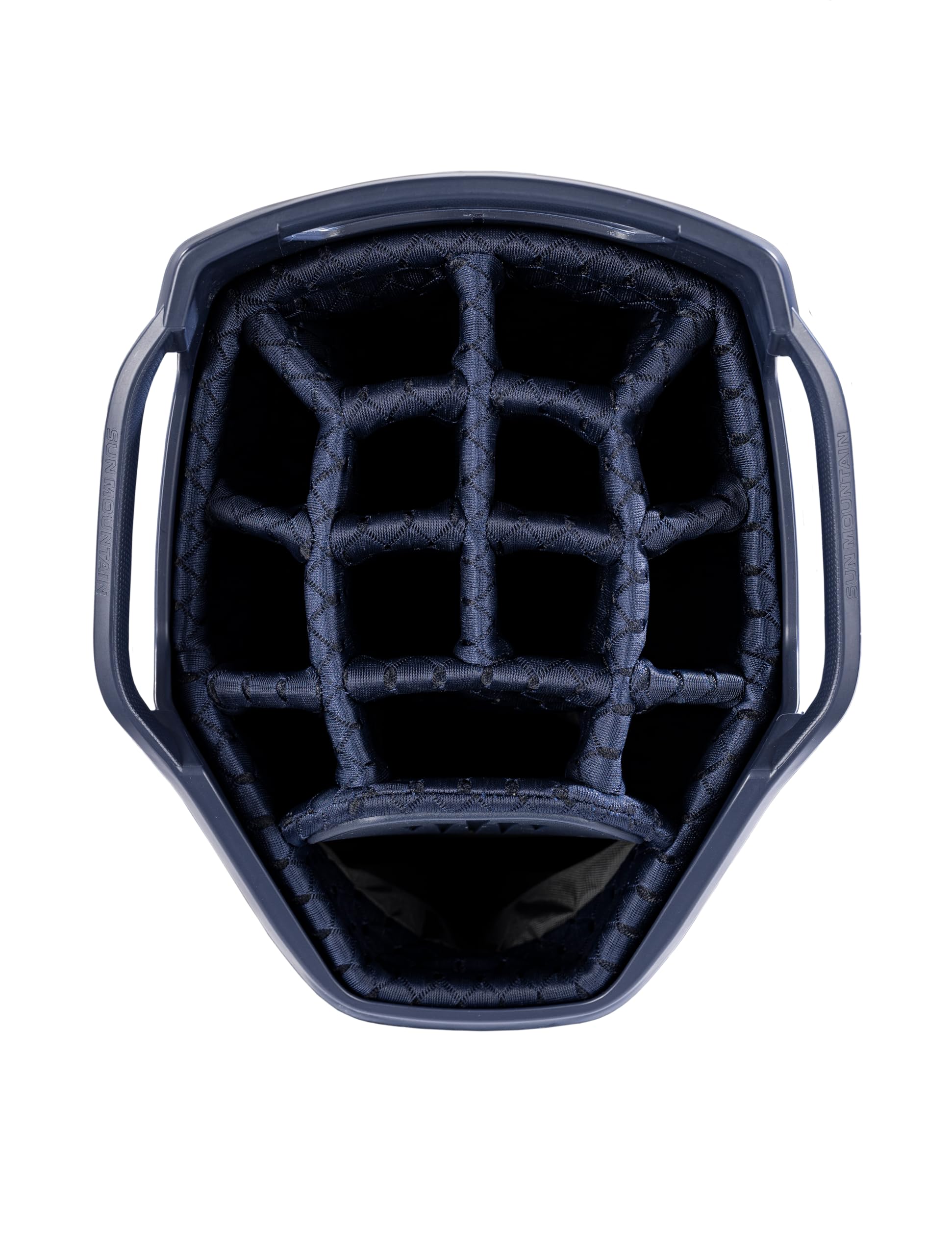 Close-up of a golf bag 14-way top in navy.