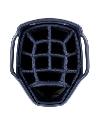 Close-up of a golf bag 14-way top in navy.