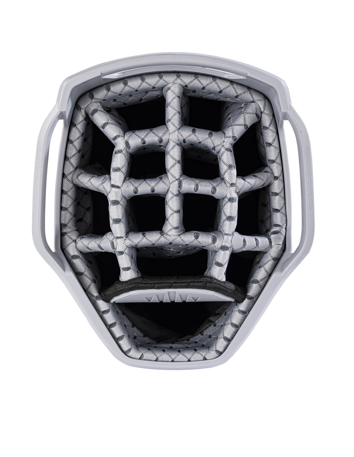 Close-up of a golf bag 14-way top in white.