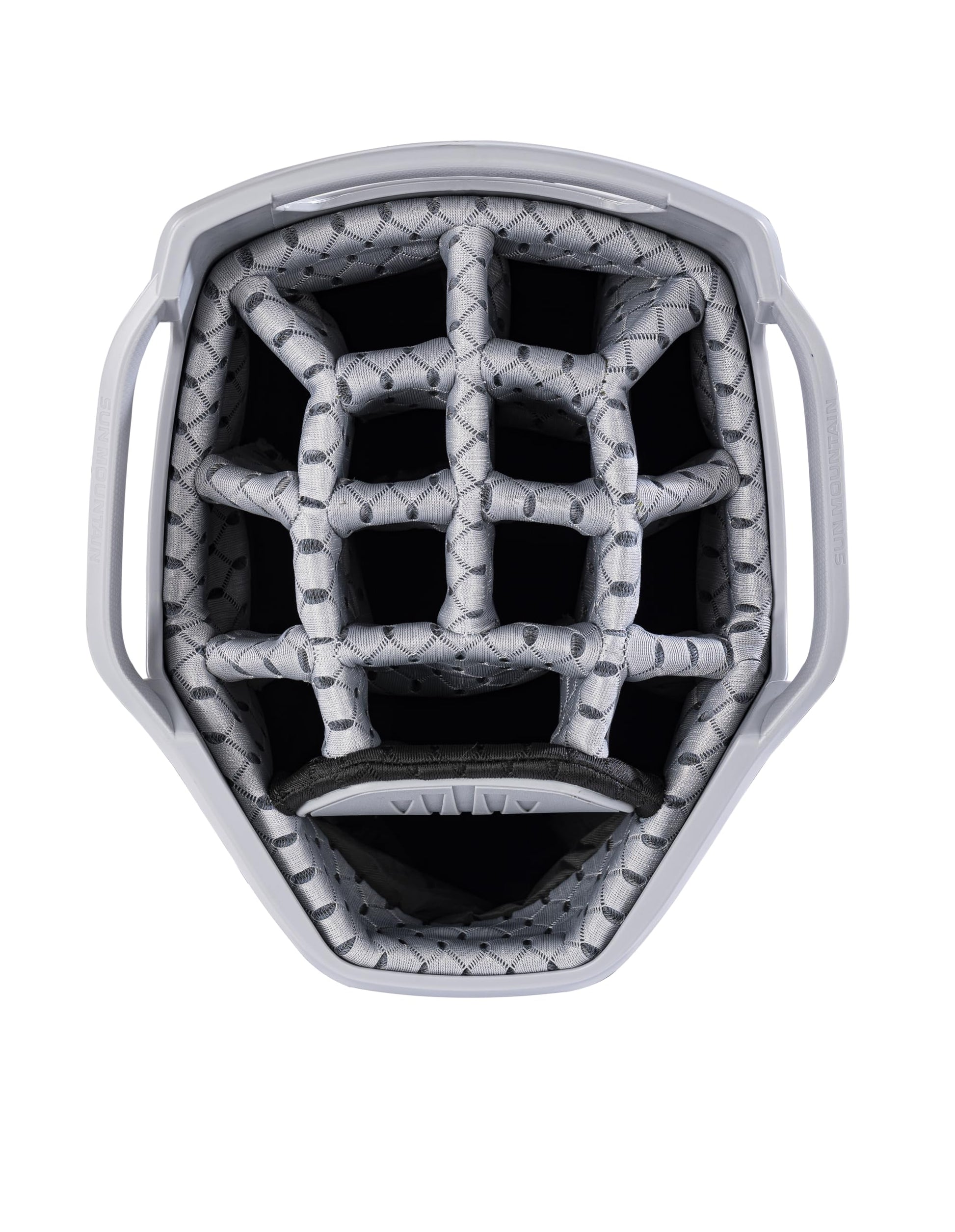 Close-up of a golf bag 14-way top in white.