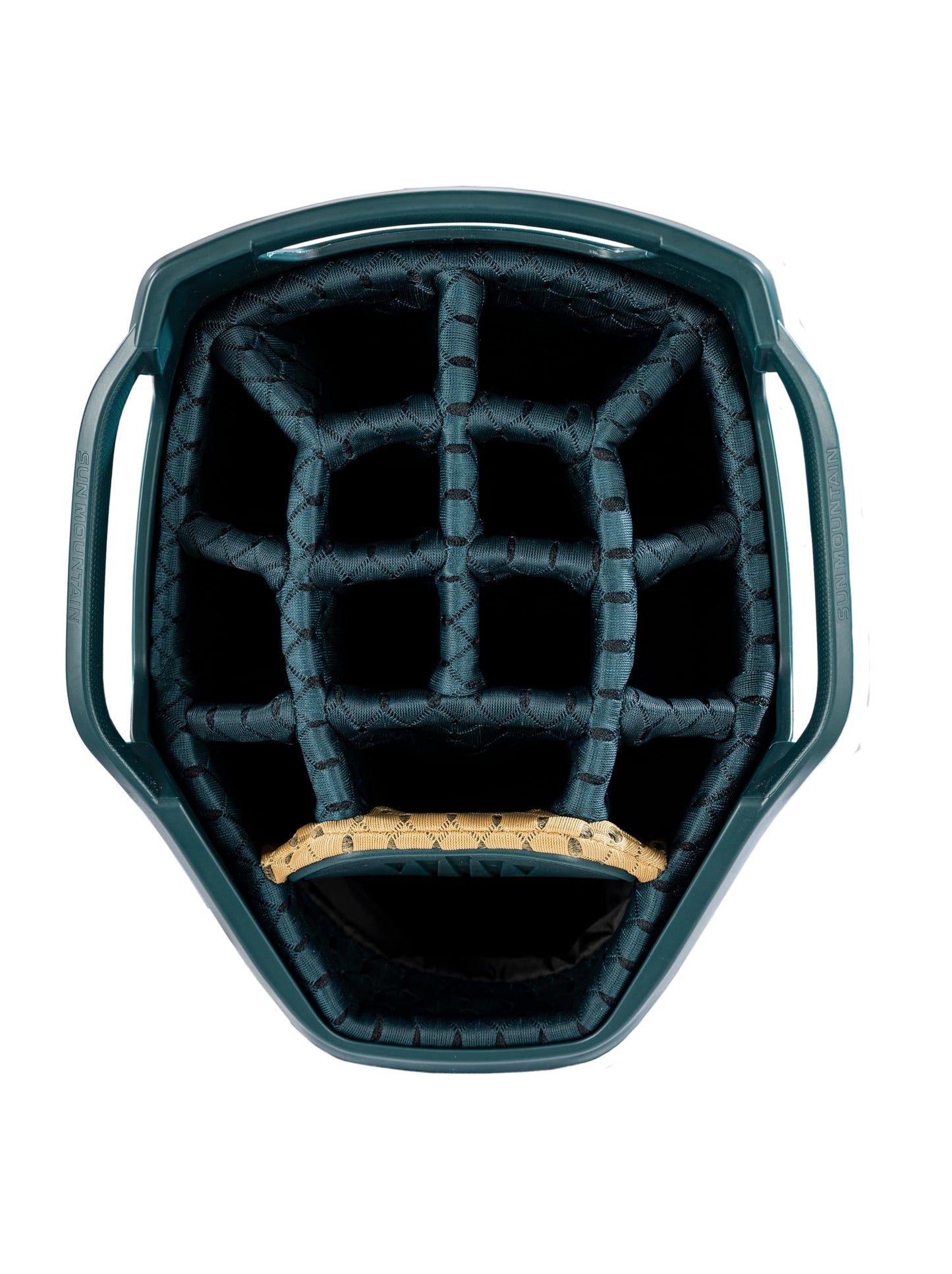 Close-up of a golf bag 14-way top in blue.