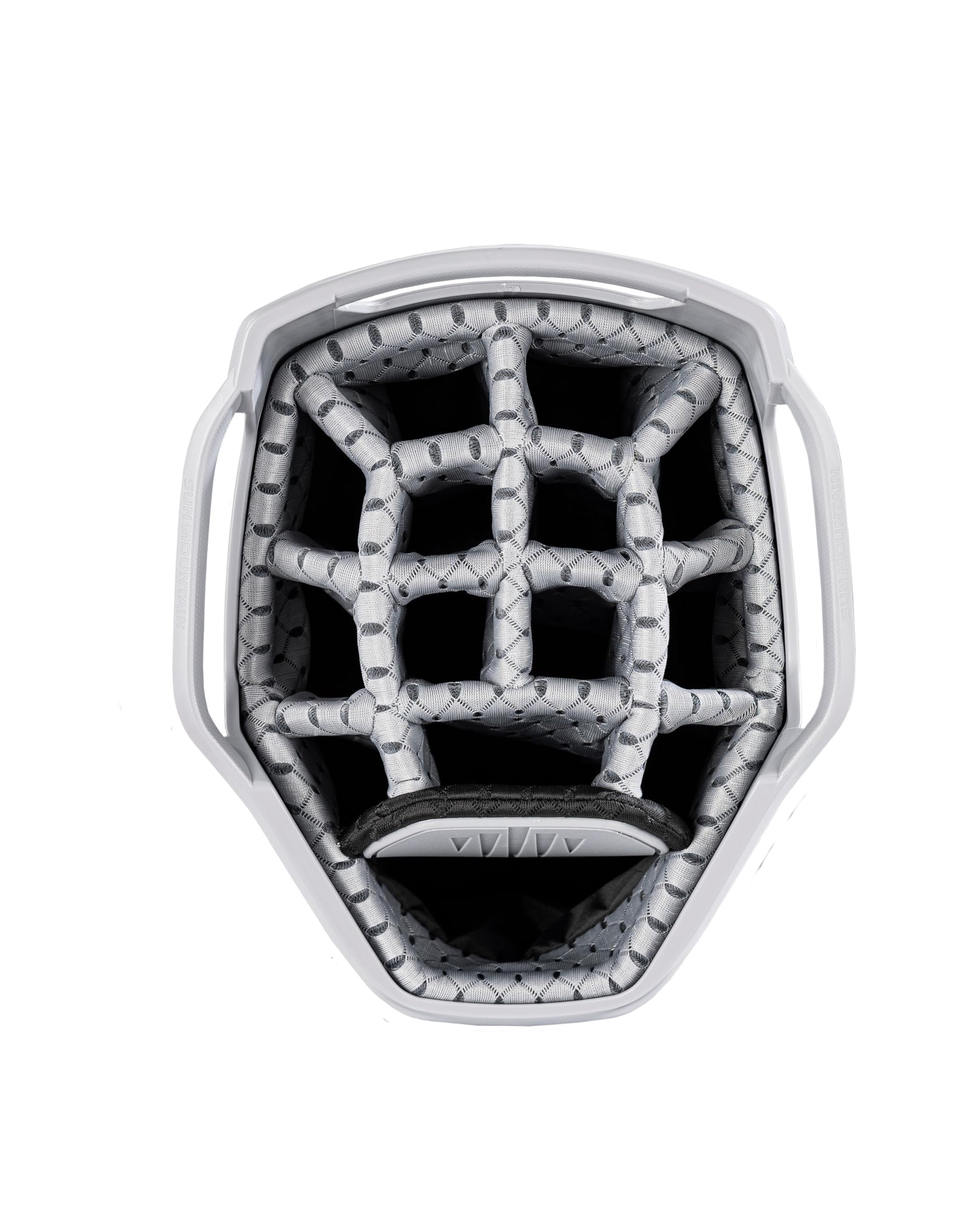 Close-up of a golf bag 14-way top in white.