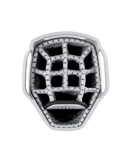 Close-up of a golf bag 14-way top in white.