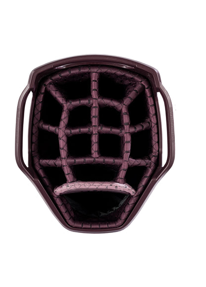 Close-up of a golf bag 14-way top in pink.