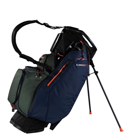 Golf bag with stand on a white background