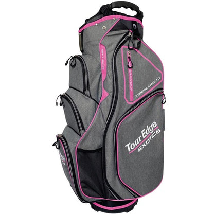 An image of Tour Edge Golf Exotics Xtreme Cart 7.0 Heather Grey/Pink/White on a white background