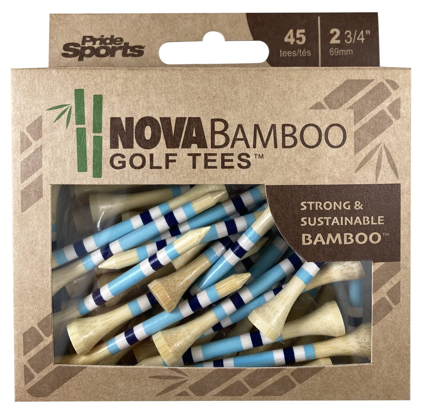 An image of Nova Bamboo Tees - Blue - 2 3/4" - 45 Ct on a white background