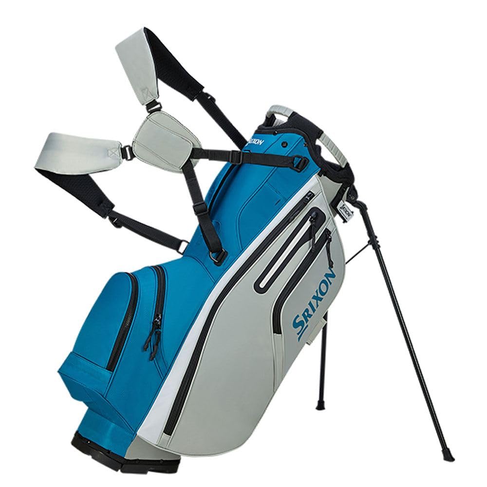 Blue and gray golf bag with Srixon branding on a white background