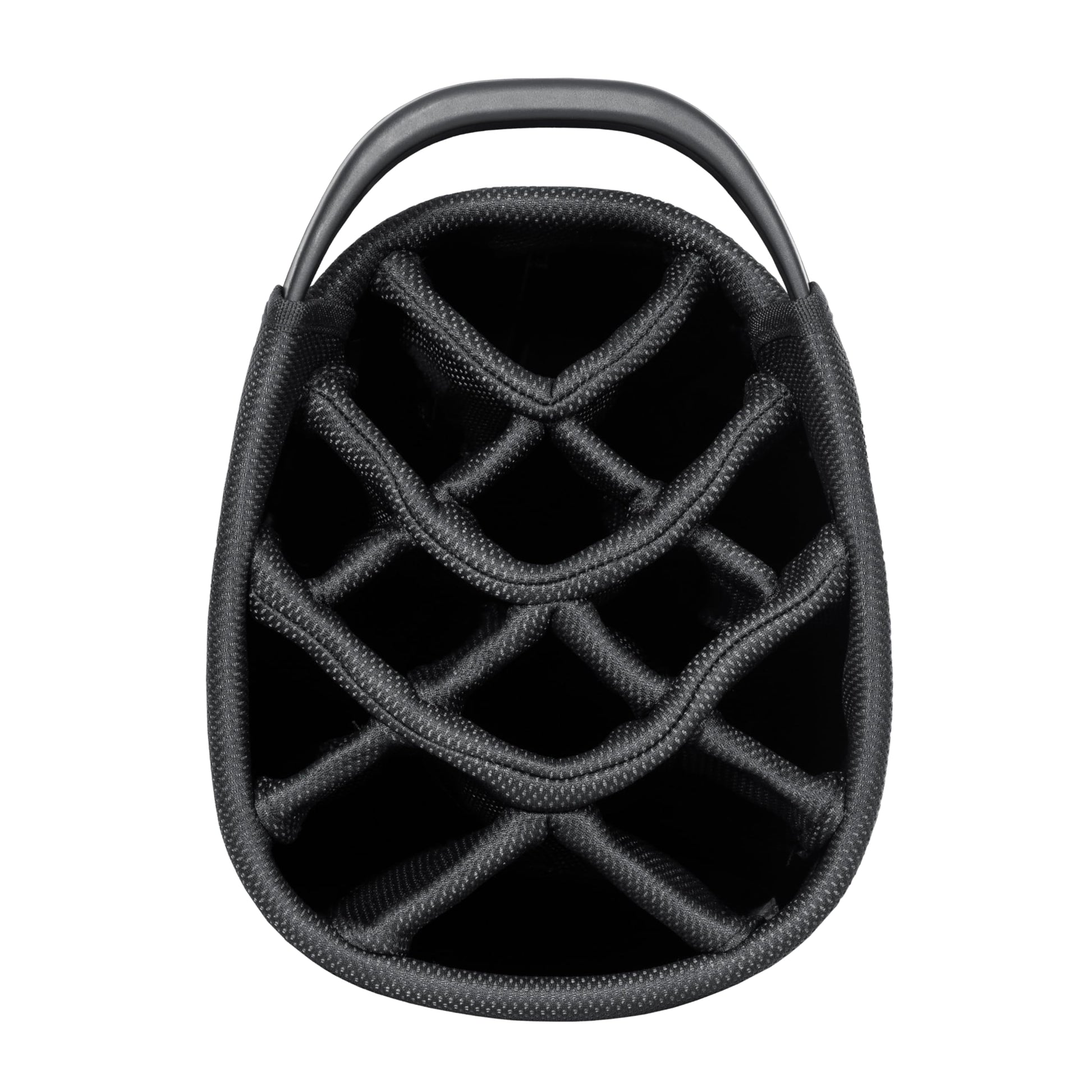 Close-up of a golf bag 14-way top in black.