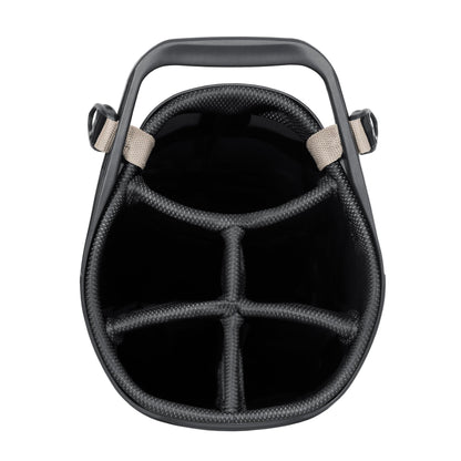 Close-up of a golf bag 6-way top in black.
