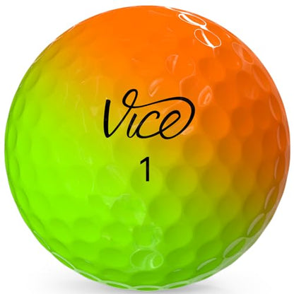 Gradient orange to green golf ball with 'Vice' branding on a white background