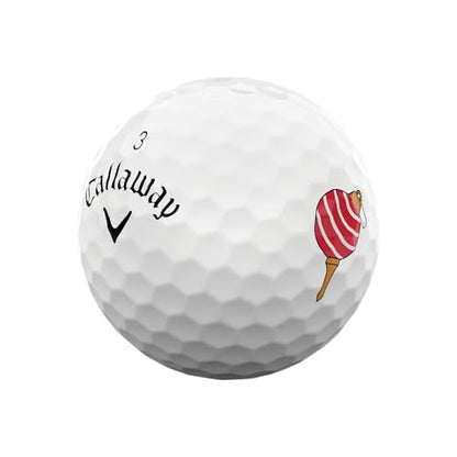 Callaway golf ball with a cartoon ornament on a golf tee design on a white background