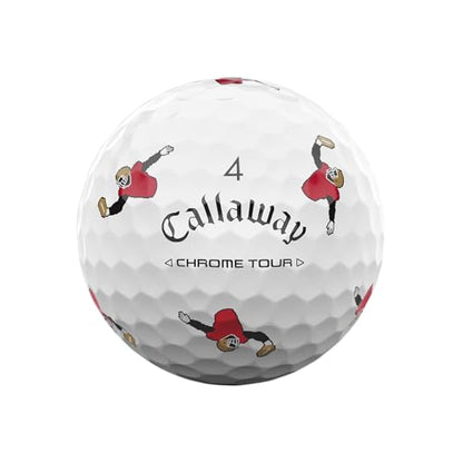 Callaway Chrome Tour golf ball with cartoon character design on a white background