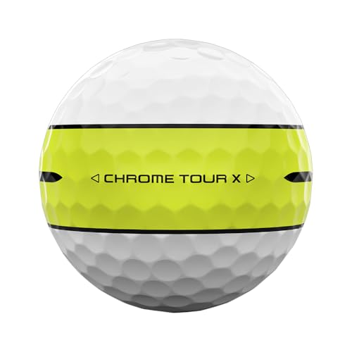Golf ball with 'Chrome Tour X' branding on a white background