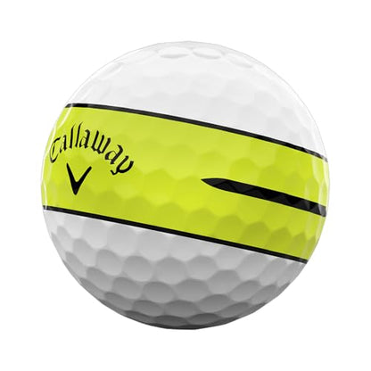 Callaway golf ball with a yellow and black design on a white background