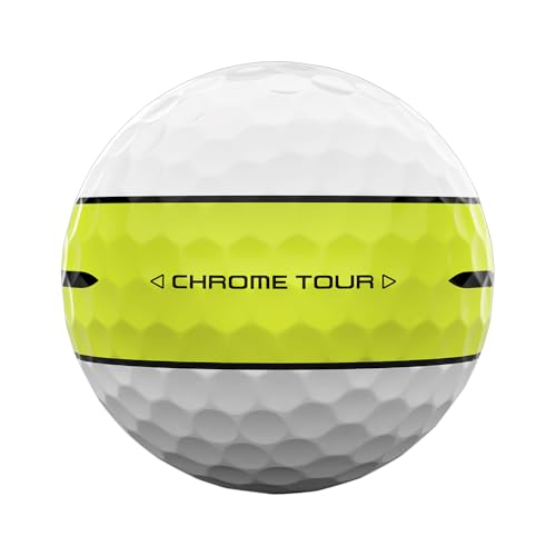 Golf ball with 'Chrome Tour' branding on a white background