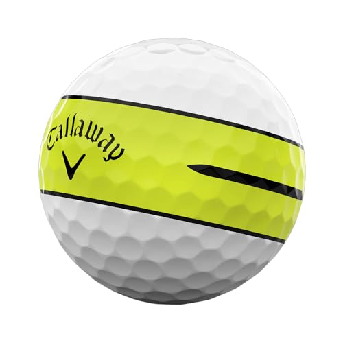 Callaway golf ball with a yellow and white design on a white background